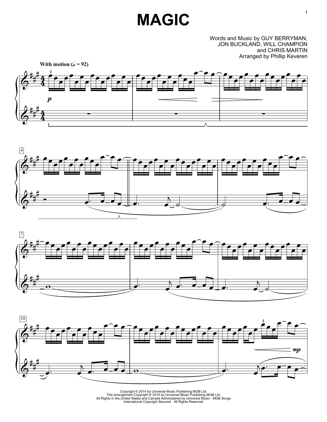 Download Coldplay Magic [Classical version] (arr. Phillip Sheet Music