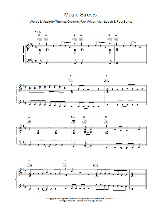 Shed 7 Magic Streets sheet music notes printable PDF score
