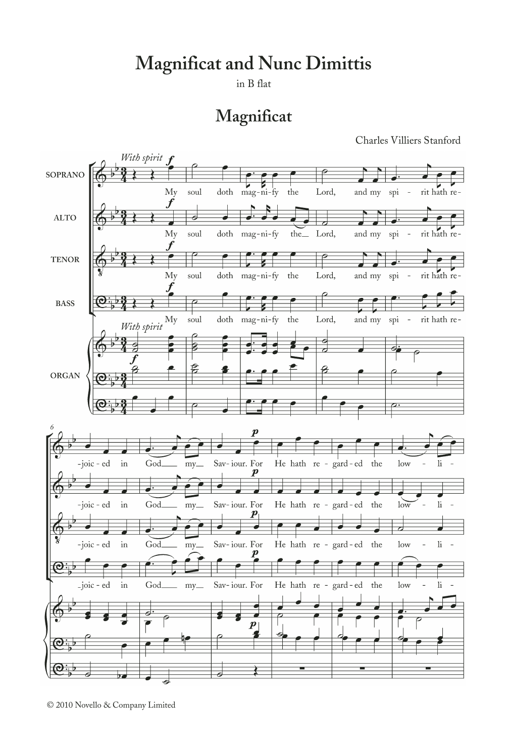 Download Charles Villiers Stanford Magnificat And Nunc Dimittis In B Flat Sheet Music