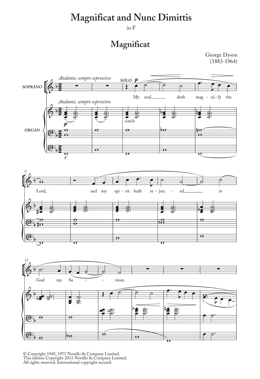 Download George Dyson Magnificat And Nunc Dimittis In F Sheet Music