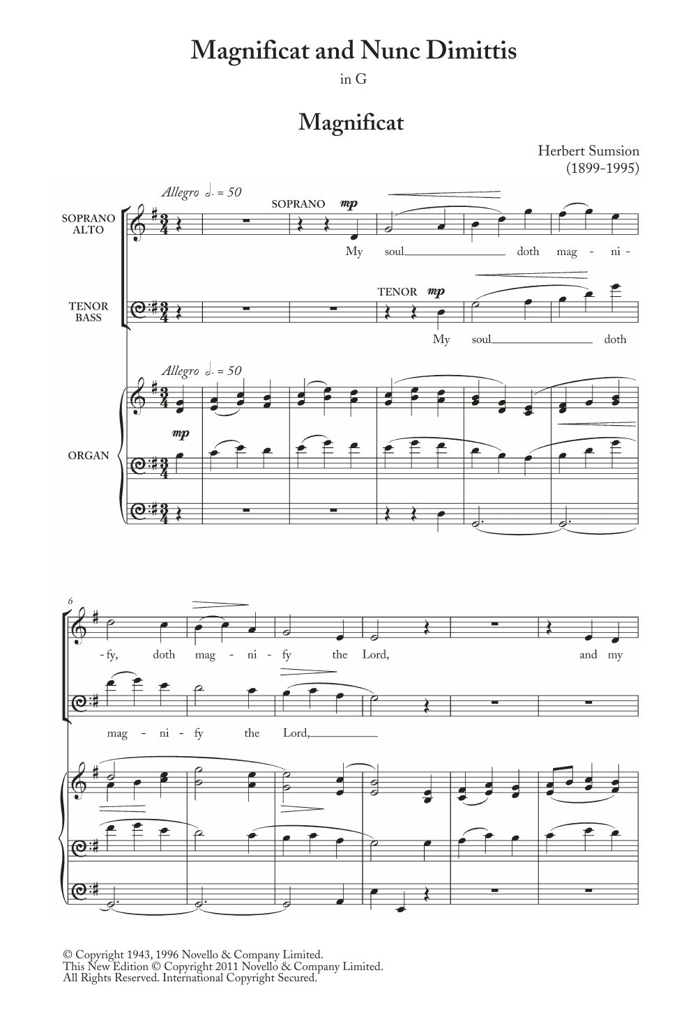 Download Herbert Sumsion Magnificat And Nunc Dimittis In G Sheet Music