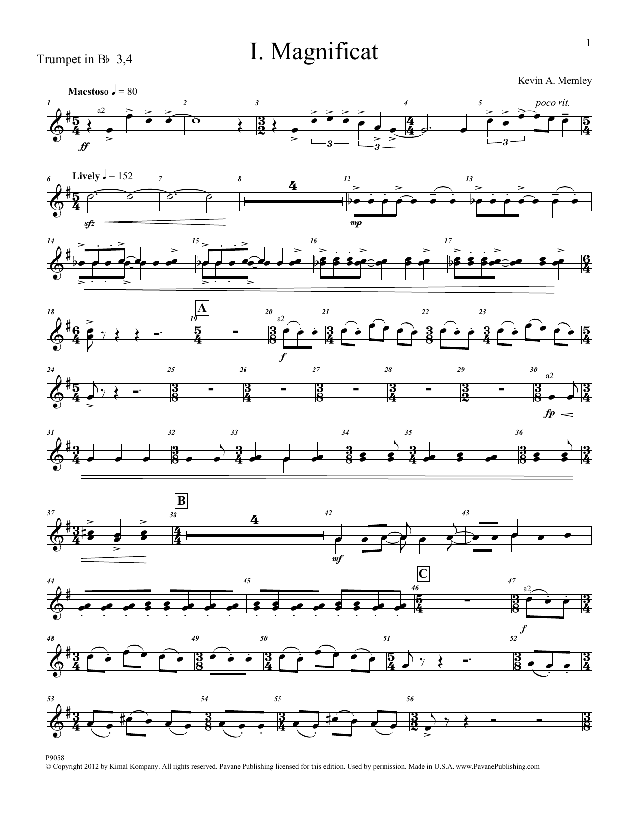 Download Kevin Memley Magnificat (Brass and Percussion) (Part Sheet Music