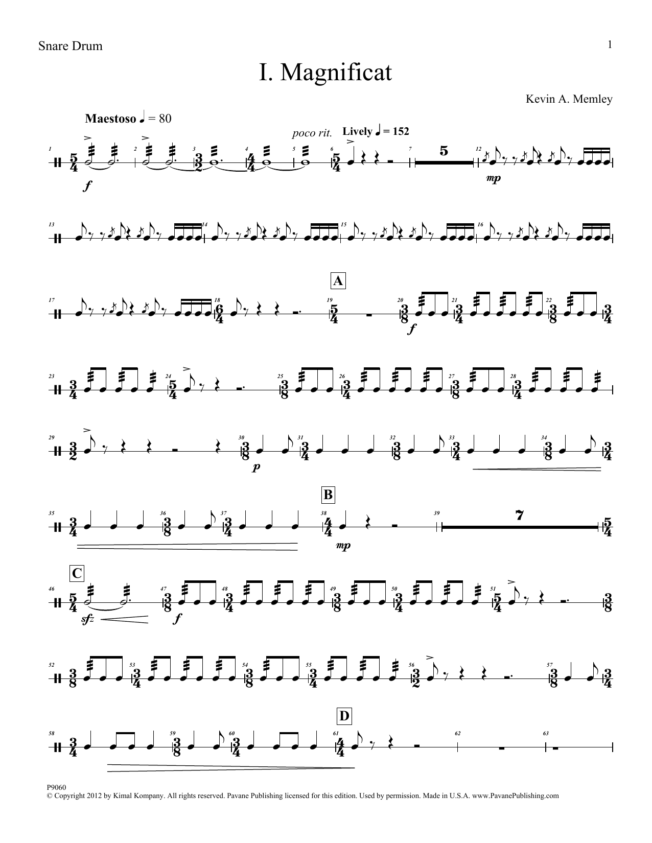 Download Kevin Memley Magnificat (Brass Quintet) (Parts) - Pe Sheet Music