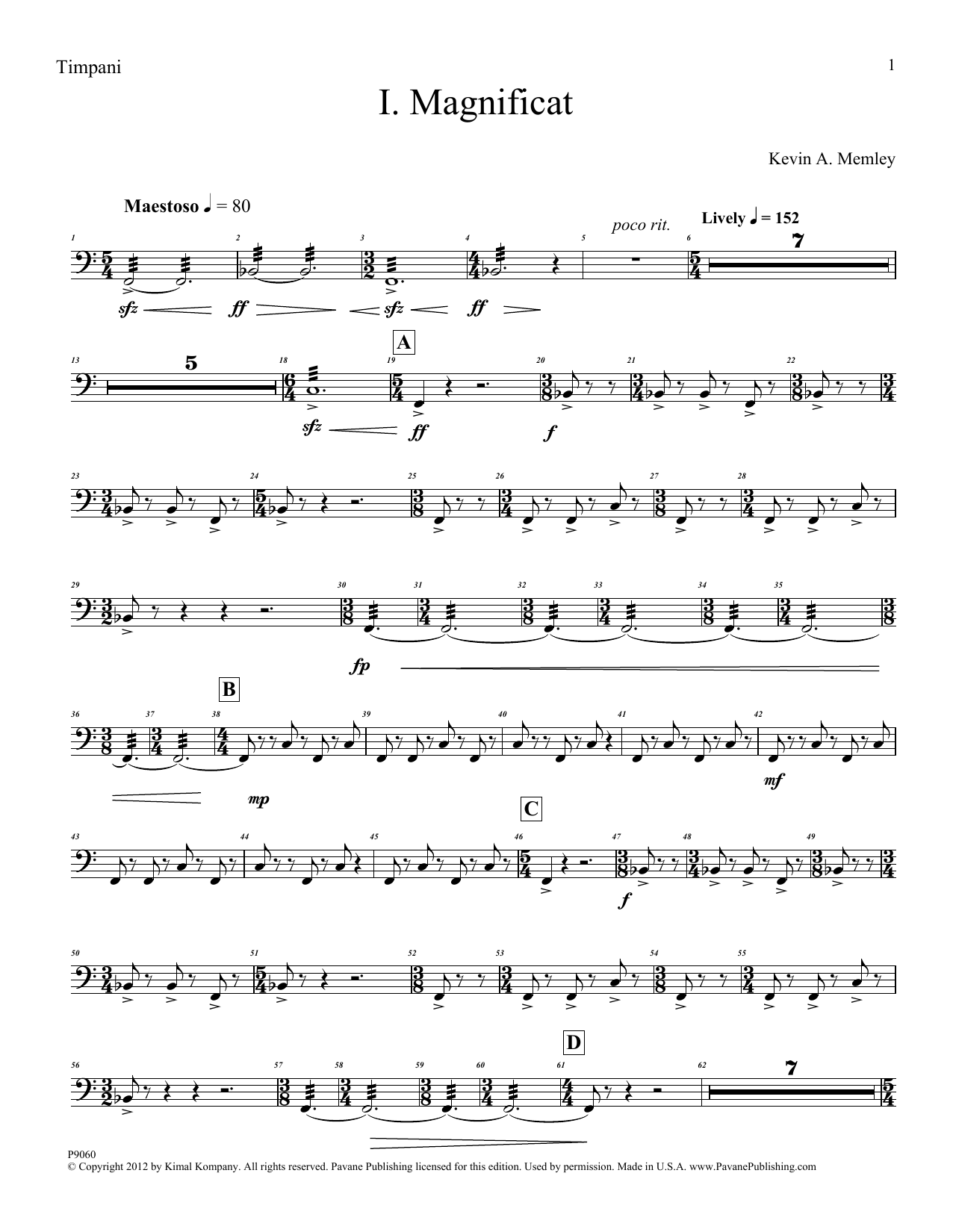 Download Kevin Memley Magnificat (Brass Quintet) (Parts) - Ti Sheet Music