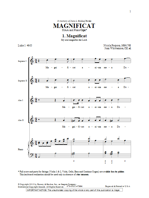 Download Joan Whittemore Magnificat In A Sheet Music