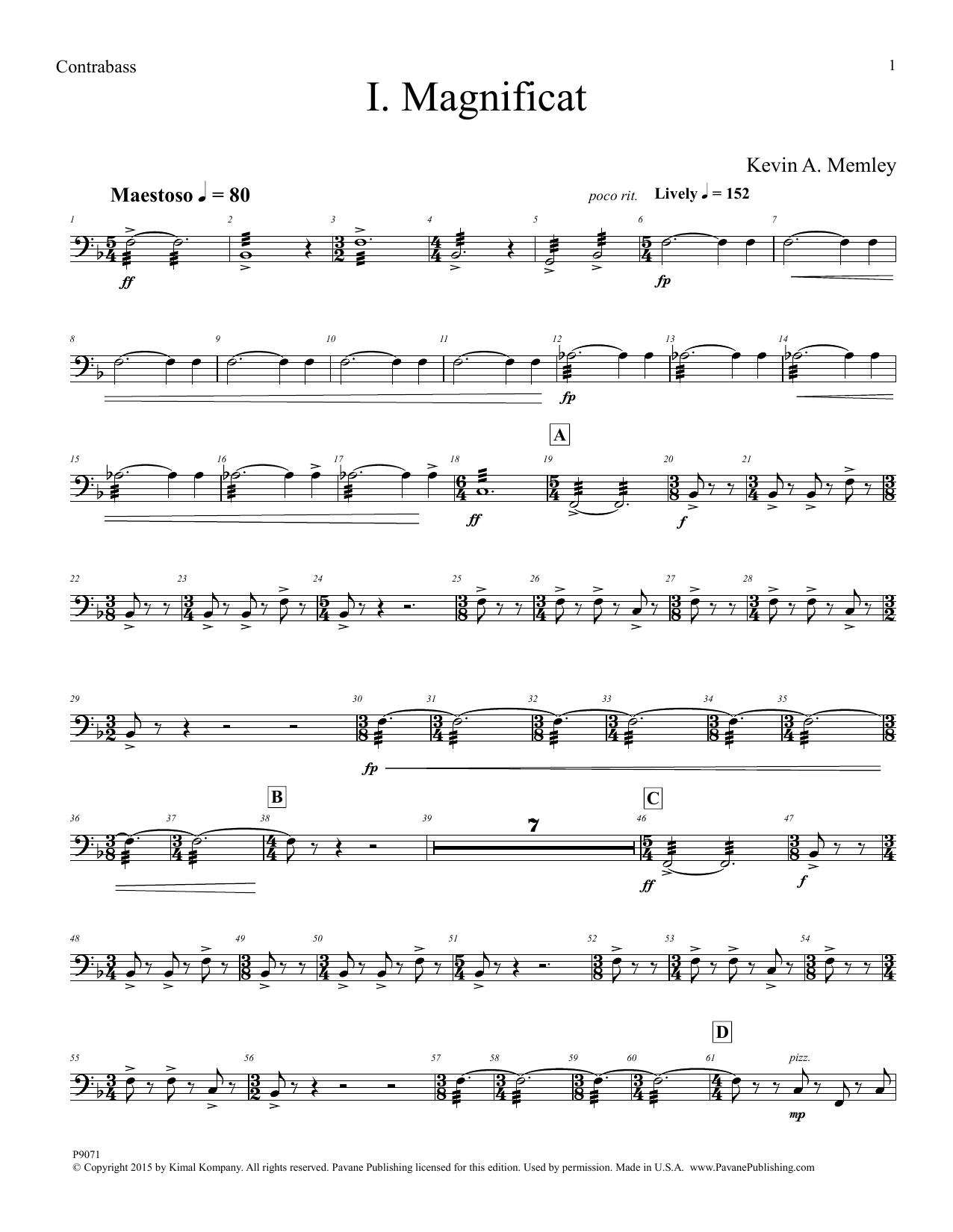 Download Kevin A. Memley Magnificat - Contrabass Sheet Music