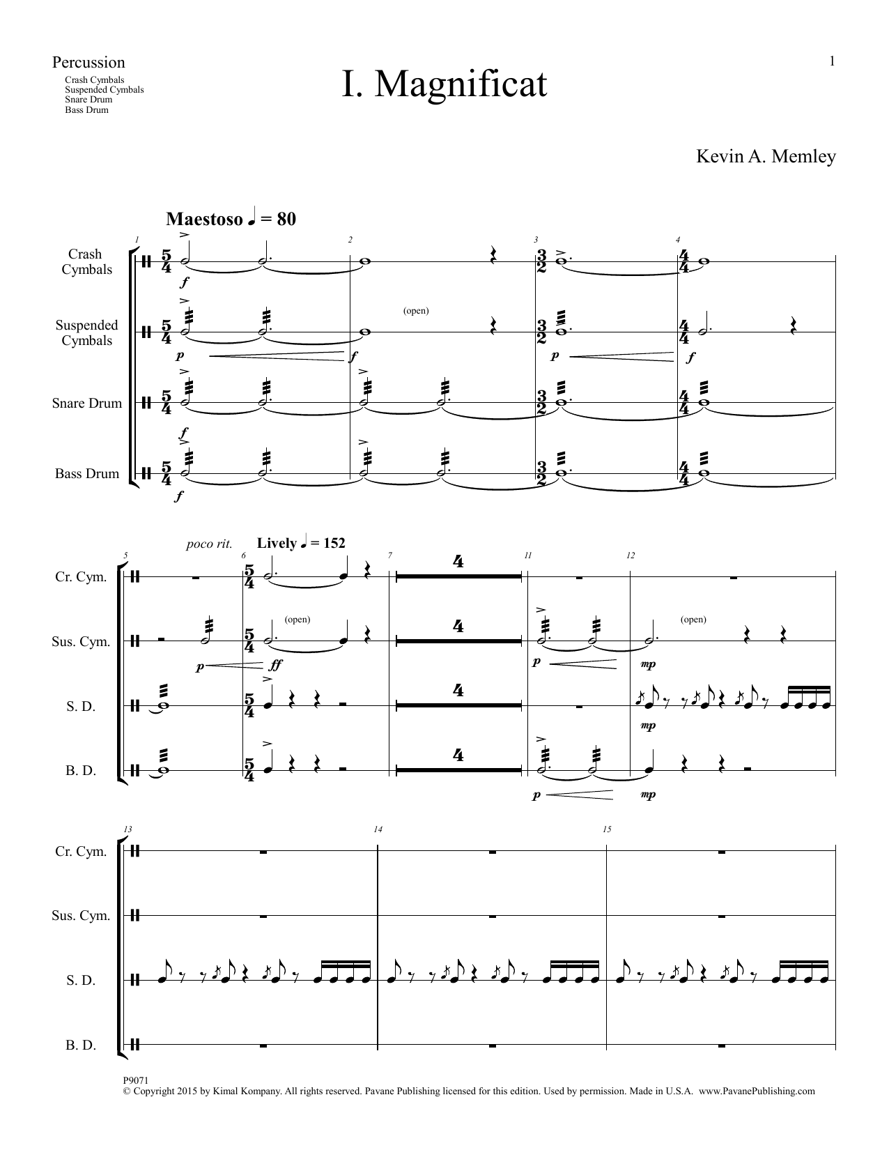 Download Kevin A. Memley Magnificat - Percussion Sheet Music