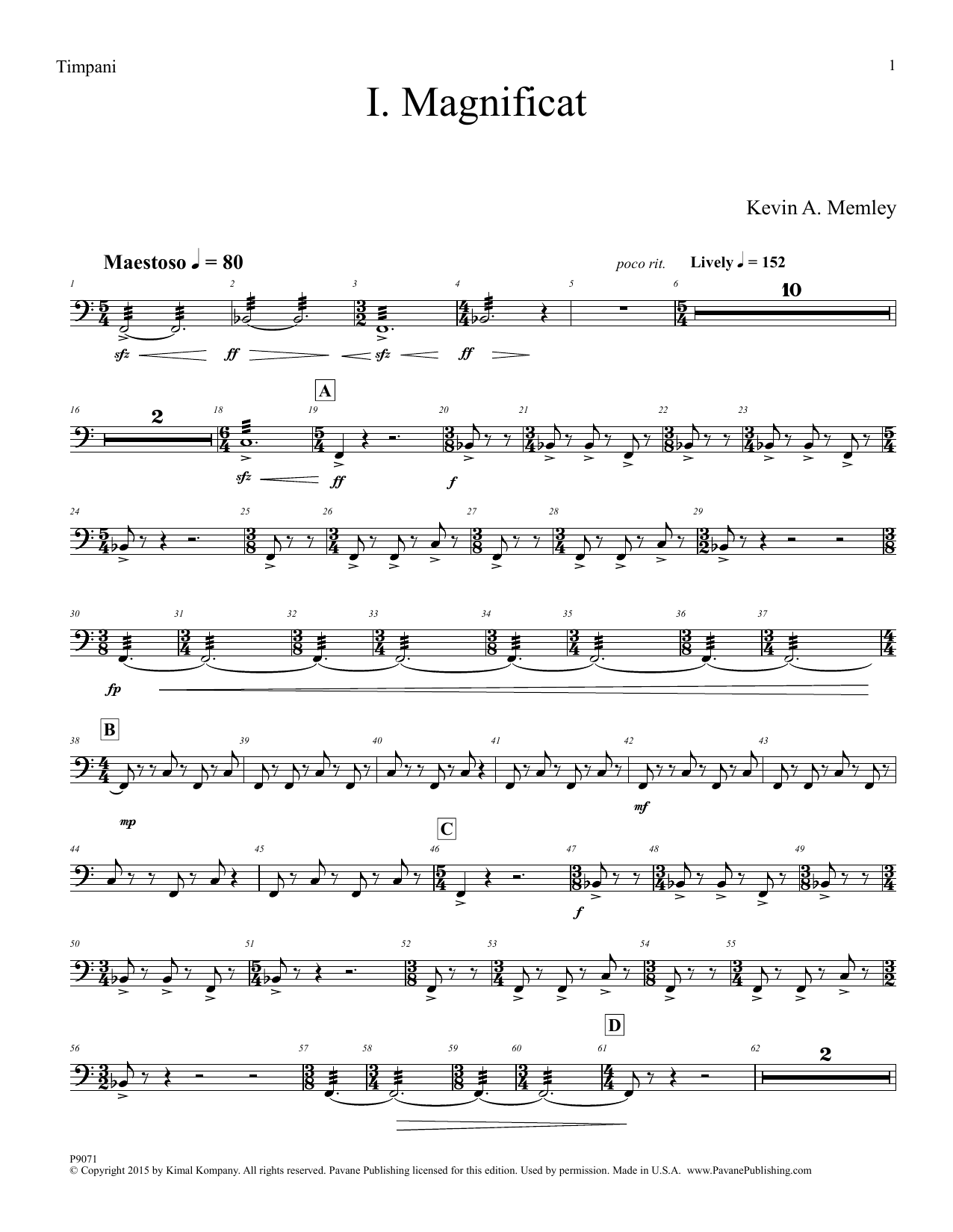 Download Kevin A. Memley Magnificat - Timpani Sheet Music