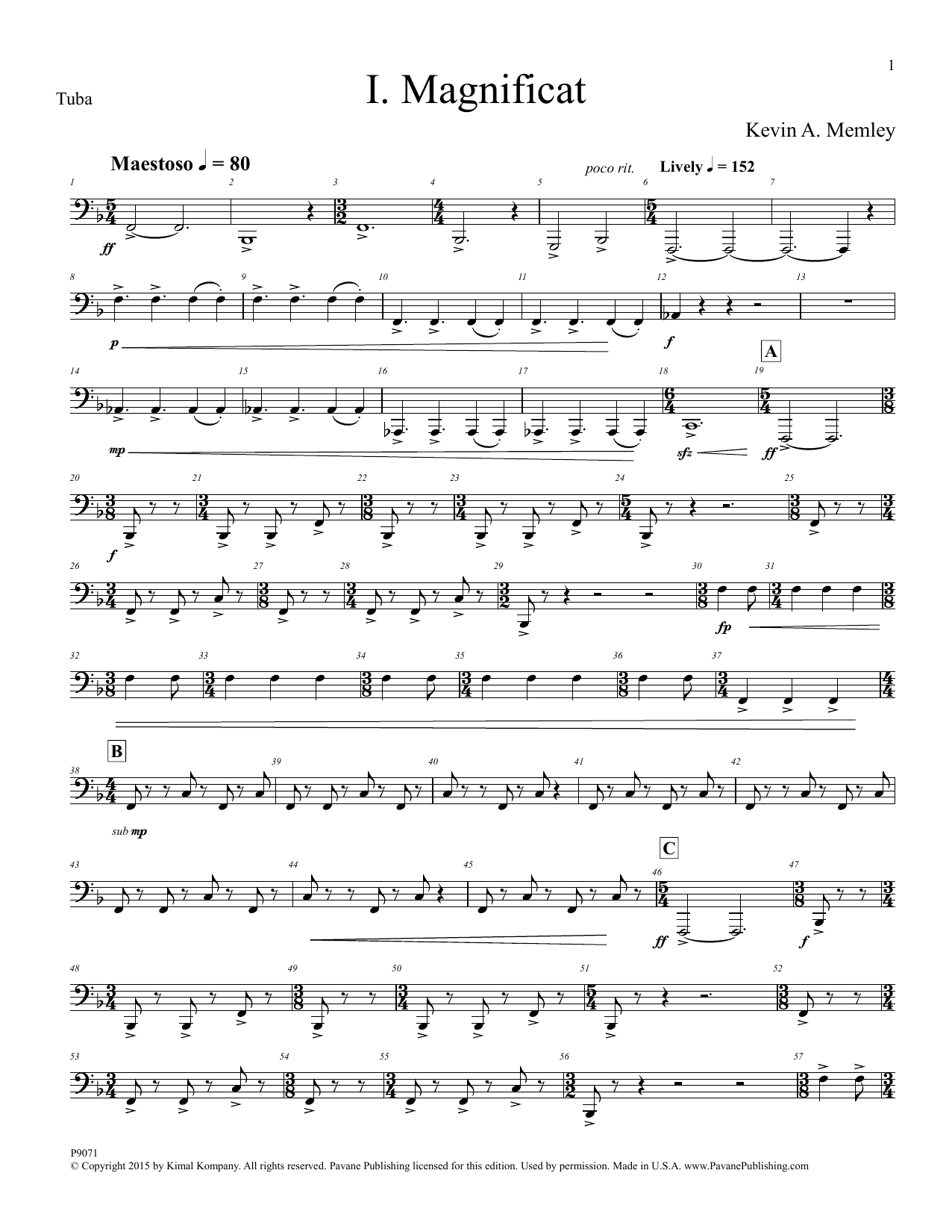 Download Kevin A. Memley Magnificat - Tuba Sheet Music