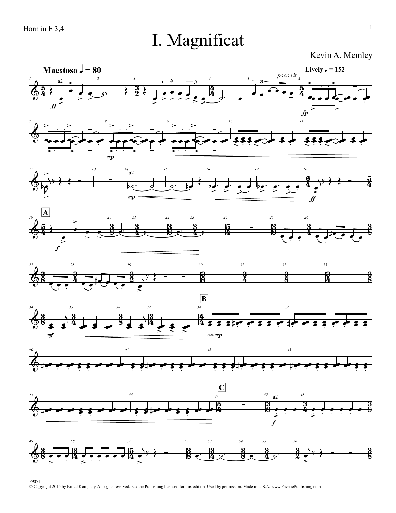 Download Kevin A. Memley Magnificat - Violoncello Sheet Music
