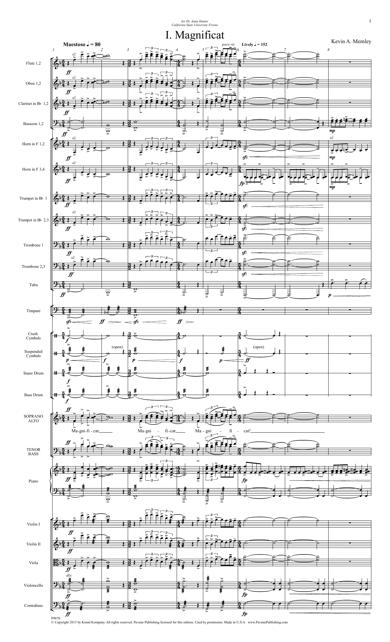 Download Kevin A. Memley Magnificat (Full Orchestra) (Score) - F Sheet Music
