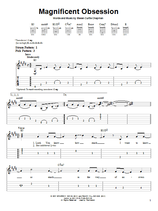 Download Steven Curtis Chapman Magnificent Obsession Sheet Music