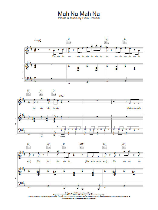 The Muppets Mah Na Mah Na sheet music notes printable PDF score