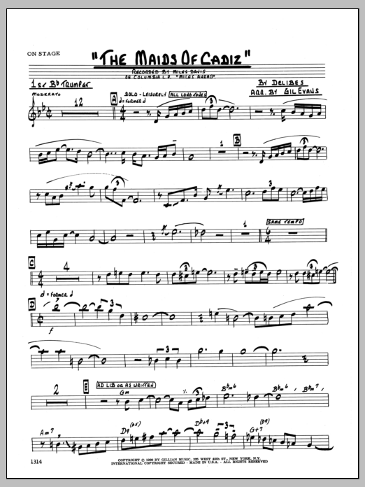 Download Evans Maids Of Cadiz - 1st Bb Trumpet Sheet Music