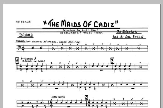Download Evans Maids Of Cadiz - Drums Sheet Music