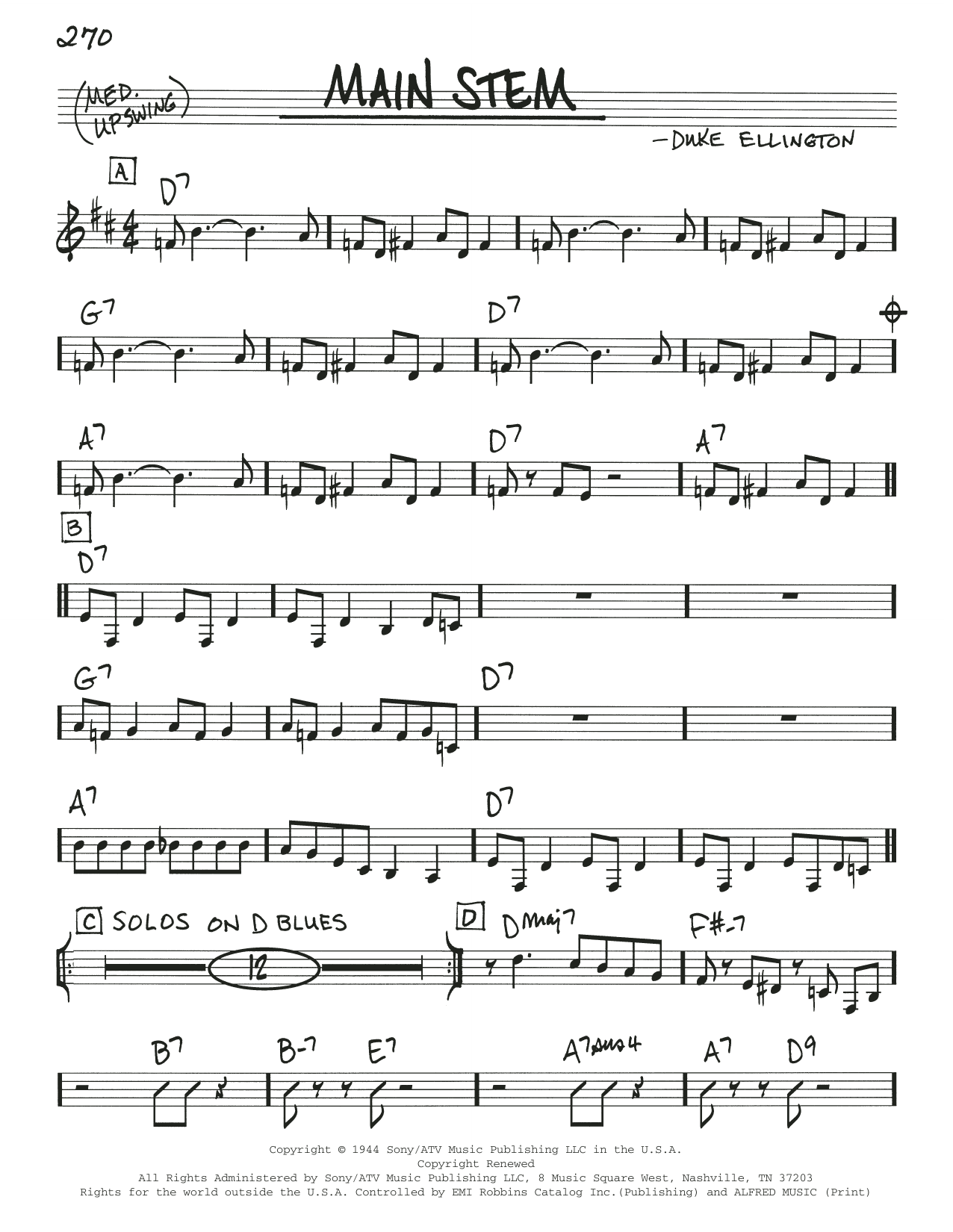 Download Duke Ellington Main Stem Sheet Music
