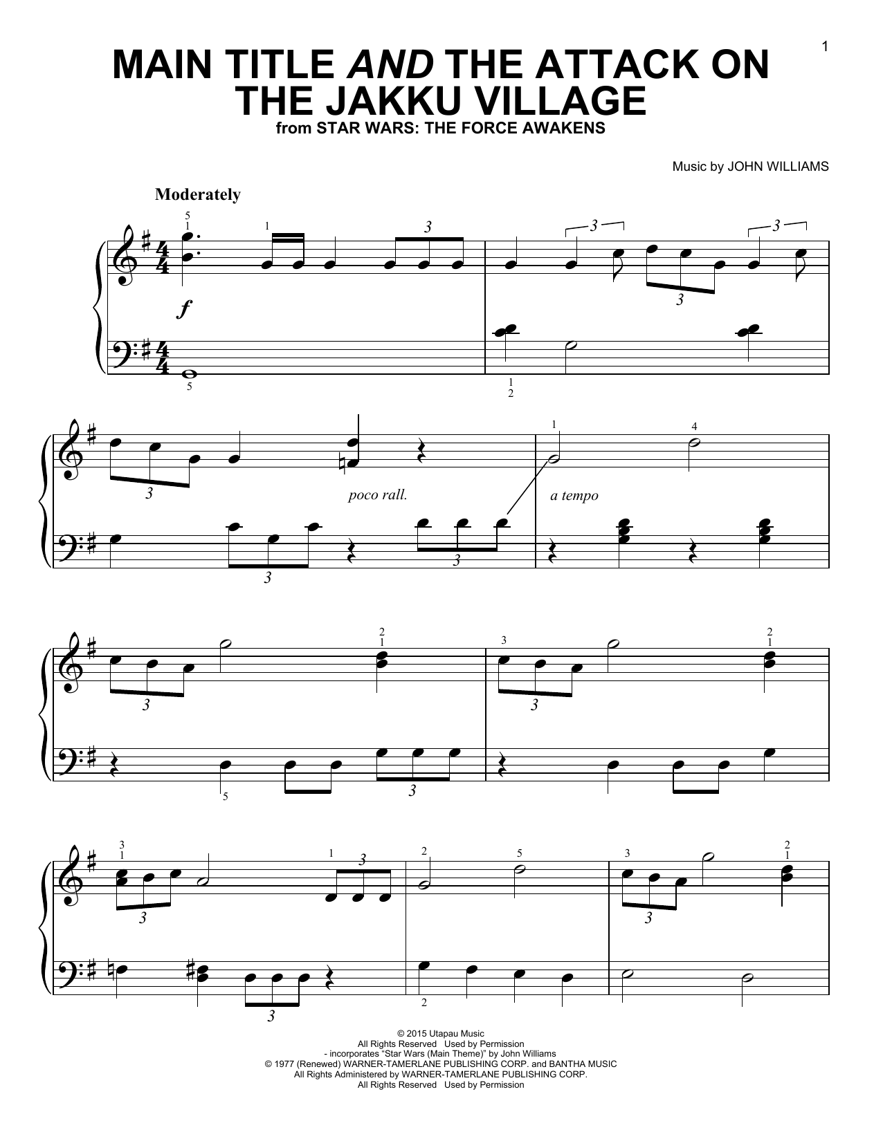 Download John Williams Main Title And The Attack On The Jakku Sheet Music