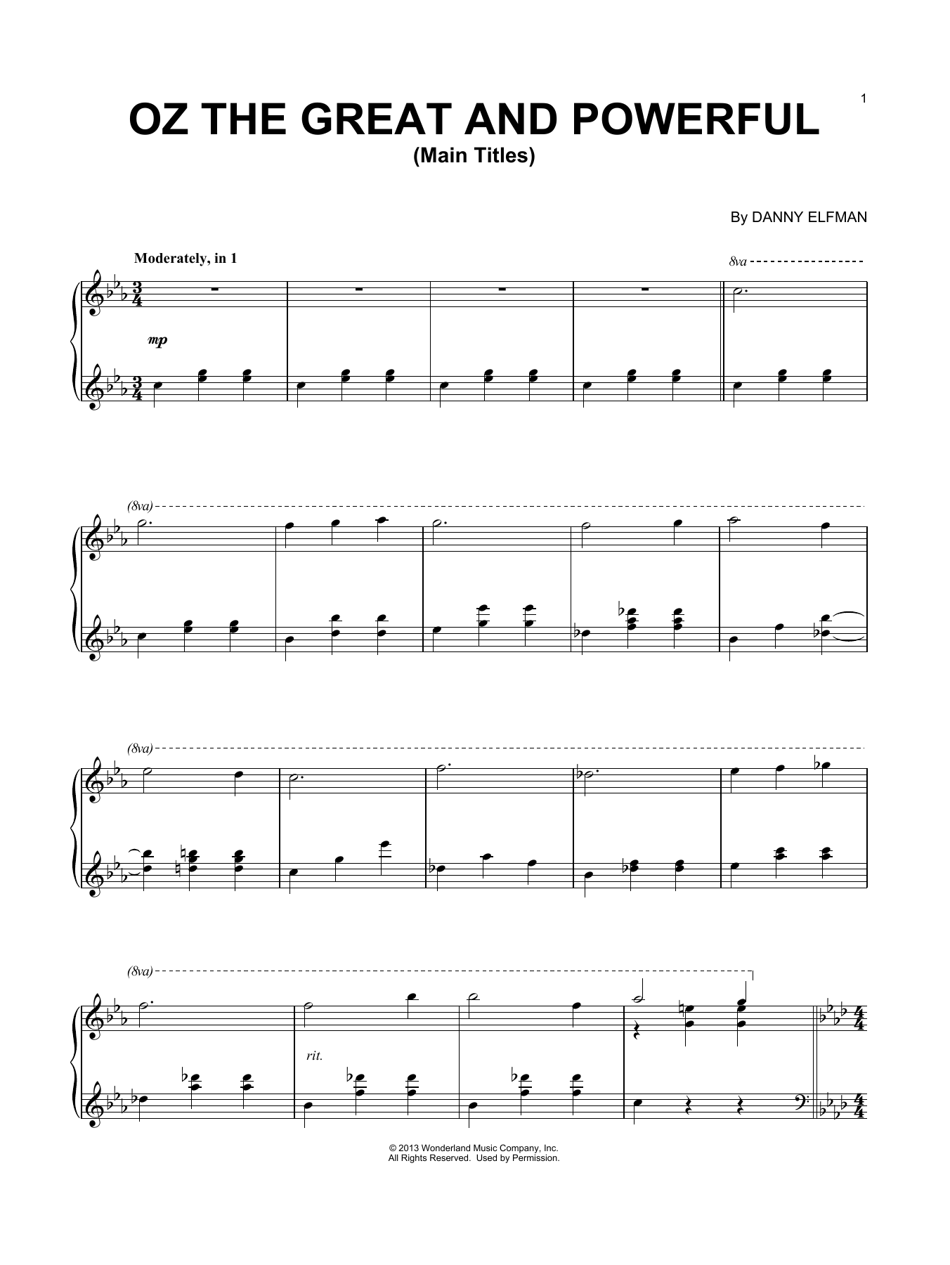Download Danny Elfman Main Titles (from Oz the Great and Powe Sheet Music