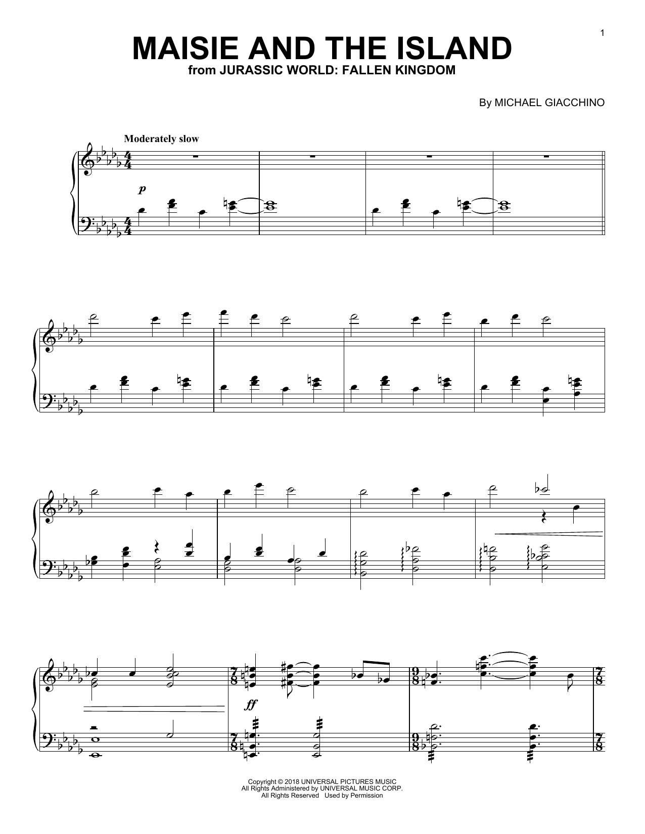 Download Michael Giacchino Maisie And The Island (from Jurassic Wo Sheet Music