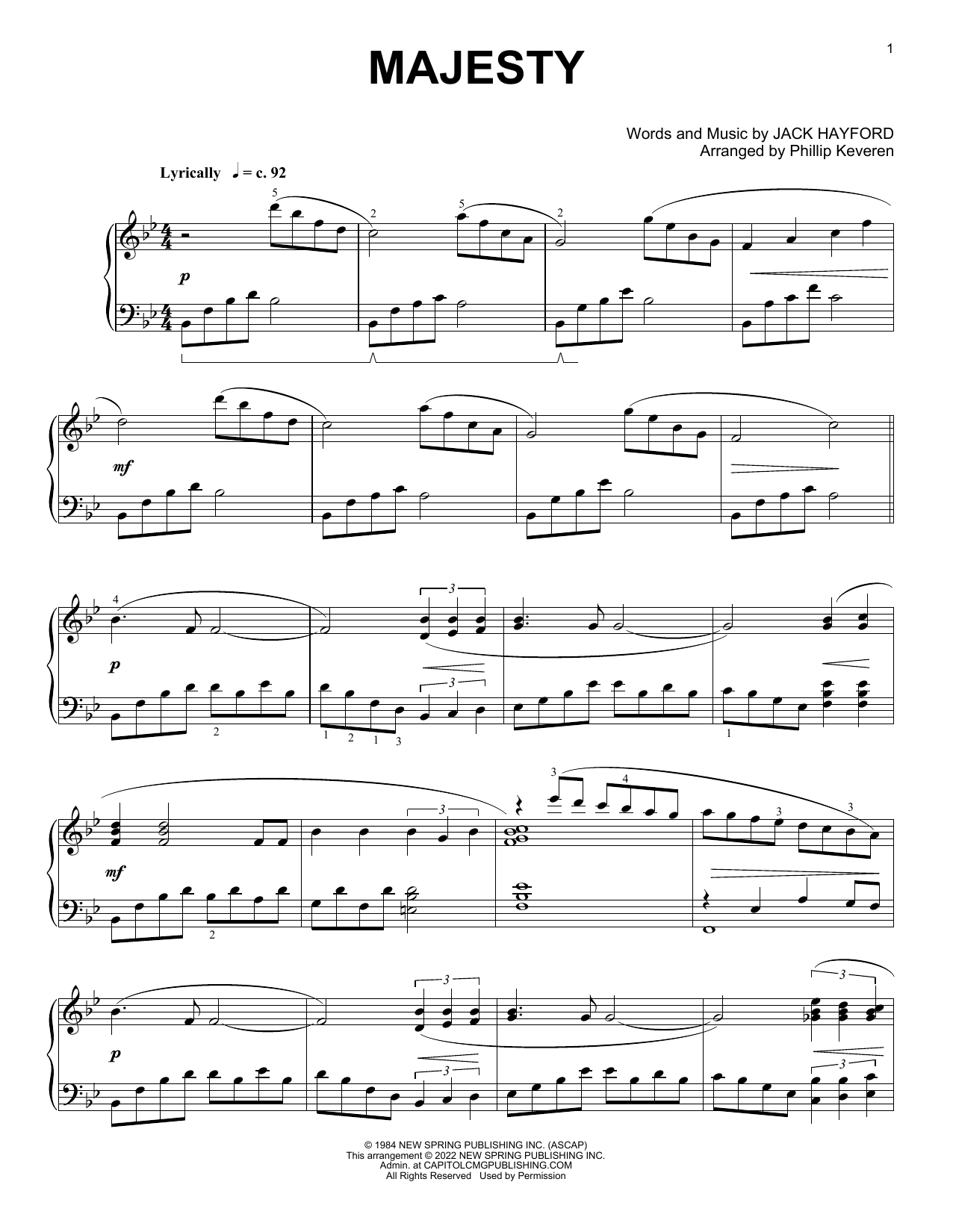 Download Jack Hayford Majesty [Classical version] (arr. Phill Sheet Music