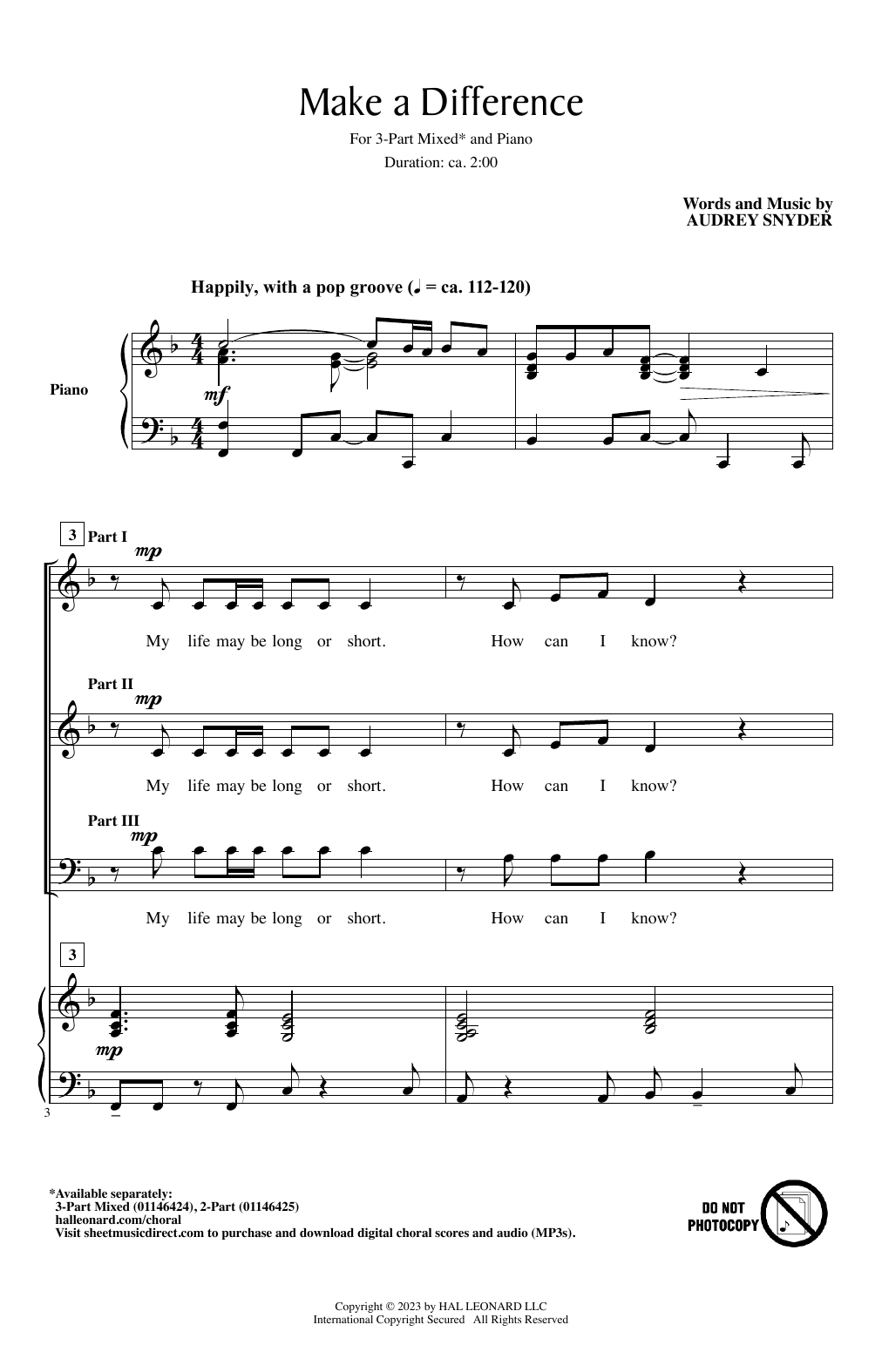 Download Audrey Snyder Make A Difference Sheet Music