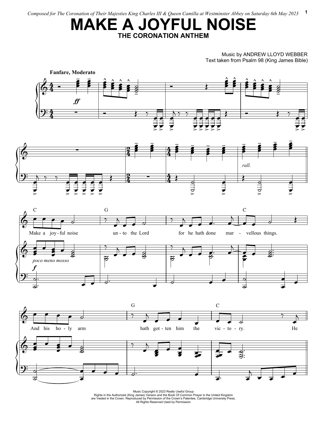Download Andrew Lloyd Webber Make A Joyful Noise - The Coronation An Sheet Music
