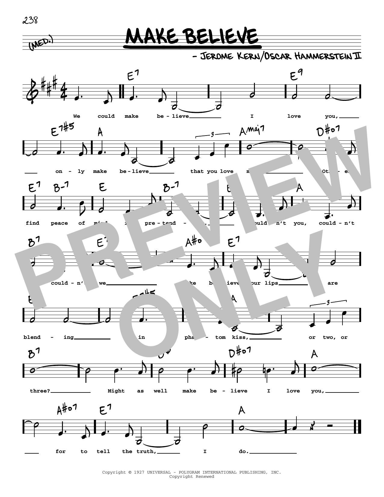Oscar Hammerstein II Make Believe (Low Voice) sheet music notes printable PDF score