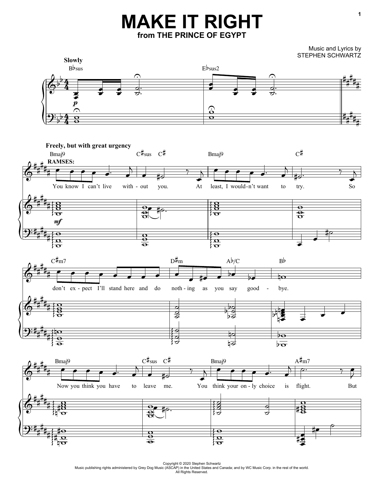 Download Stephen Schwartz Make It Right (from The Prince Of Egypt Sheet Music