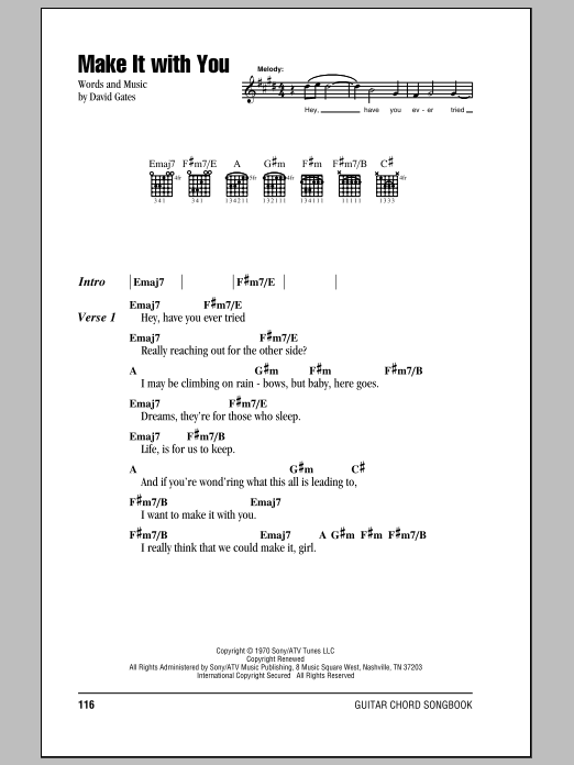 Download Bread Make It With You Sheet Music