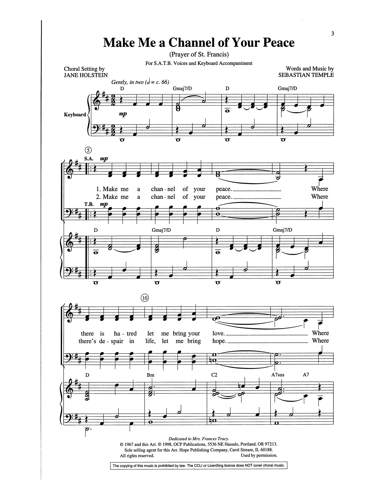 Download Jane Holstein Make Me A Channel Of Your Peace Sheet Music