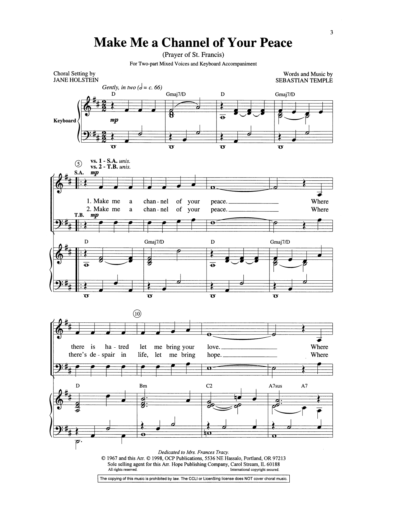 Download Sebastian Temple Make Me A Channel Of Your Peace Sheet Music