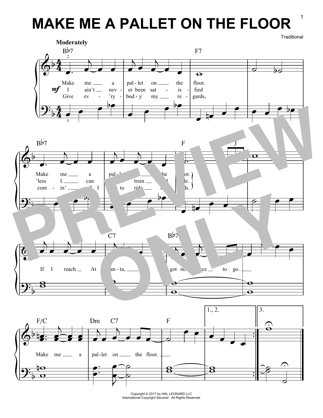 Download Various Make Me A Pallet On The Floor Sheet Music