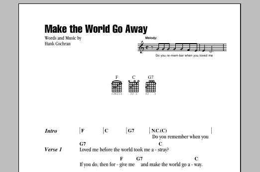 Download Eddy Arnold Make The World Go Away Sheet Music