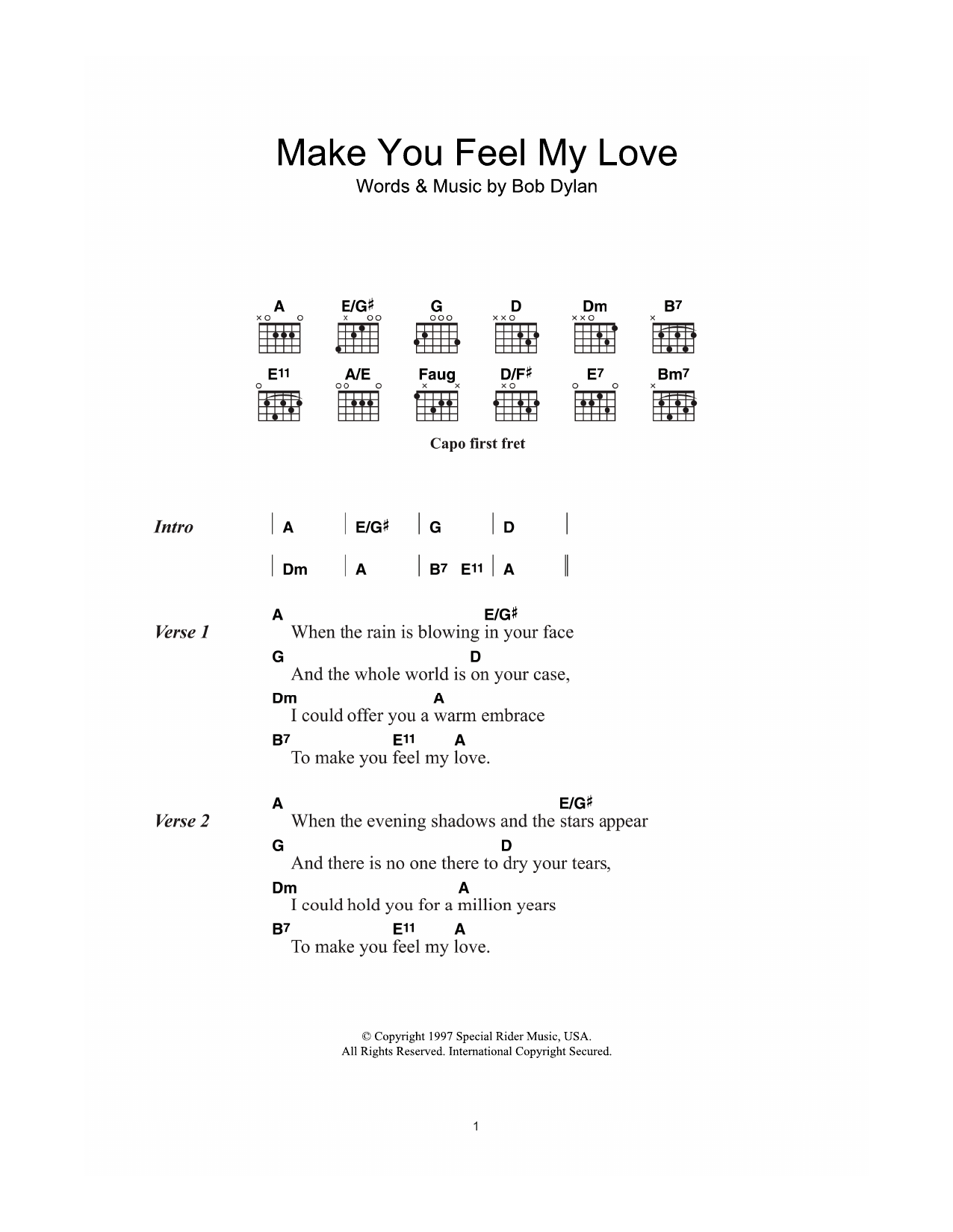 Download Adele Make You Feel My Love Sheet Music