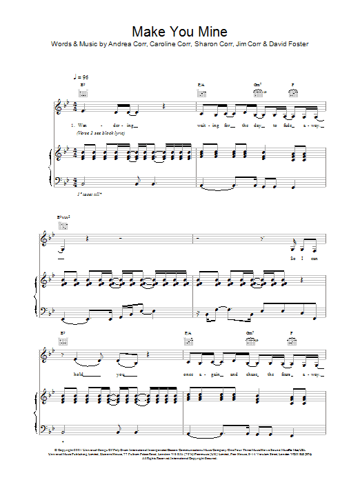 Download The Corrs Make You Mine Sheet Music