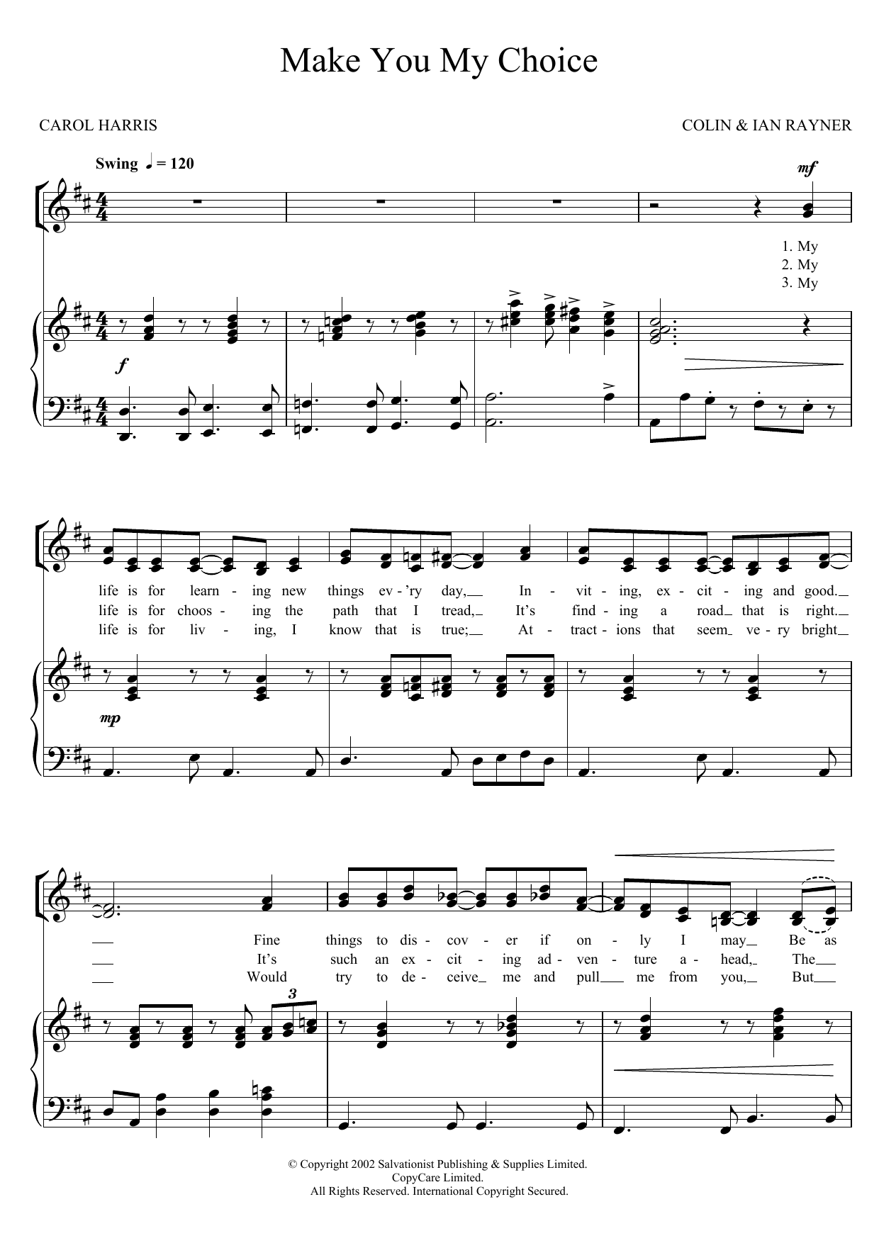 Download The Salvation Army Make You My Choice Sheet Music