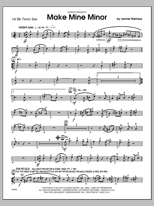 Download Lennie Niehaus Make Mine Minor - 1st Bb Tenor Saxophon Sheet Music