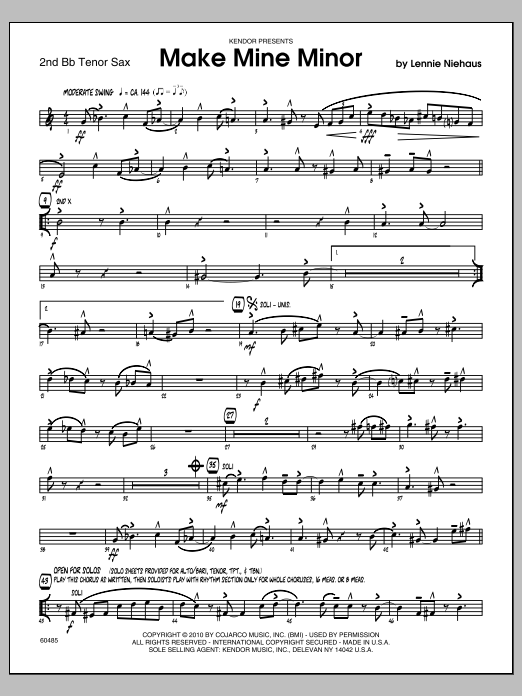 Download Lennie Niehaus Make Mine Minor - 2nd Bb Tenor Saxophon Sheet Music