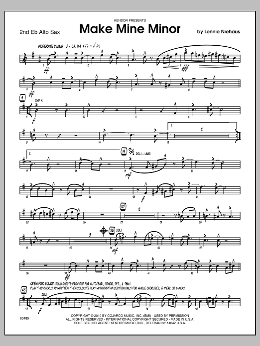 Download Lennie Niehaus Make Mine Minor - 2nd Eb Alto Saxophone Sheet Music