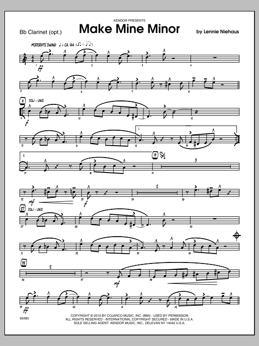 Download Lennie Niehaus Make Mine Minor - Bb Clarinet Sheet Music