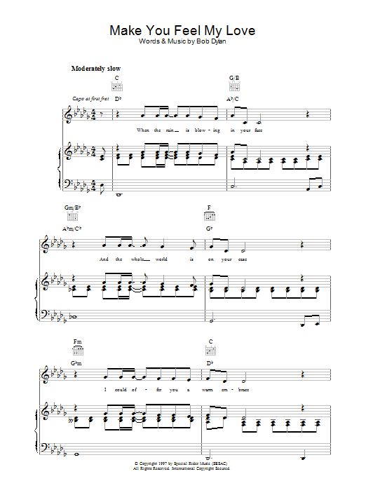Bob Dylan Make You Feel My Love sheet music notes printable PDF score