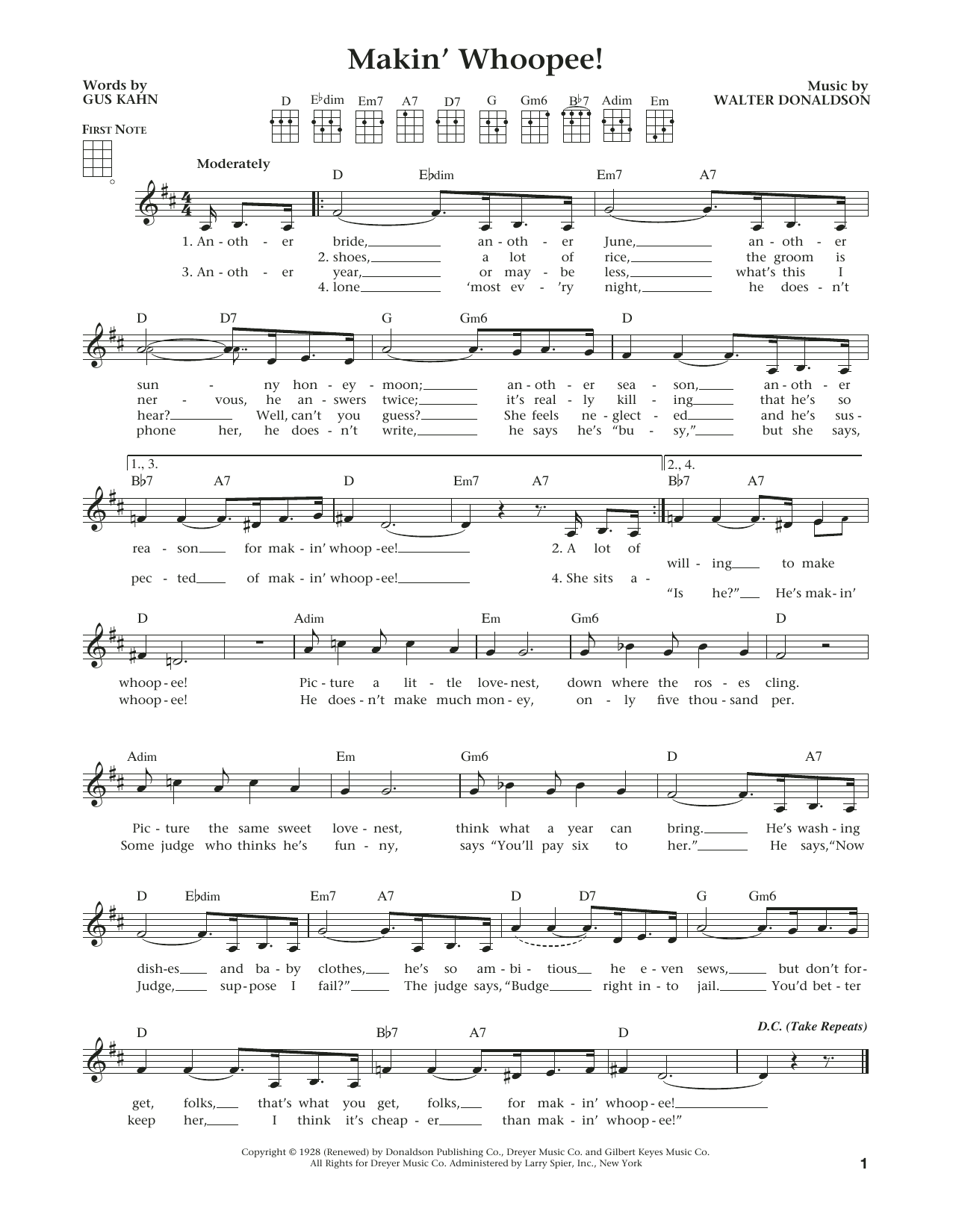 Download Walter Donaldson Makin' Whoopee! (from The Daily Ukulele Sheet Music