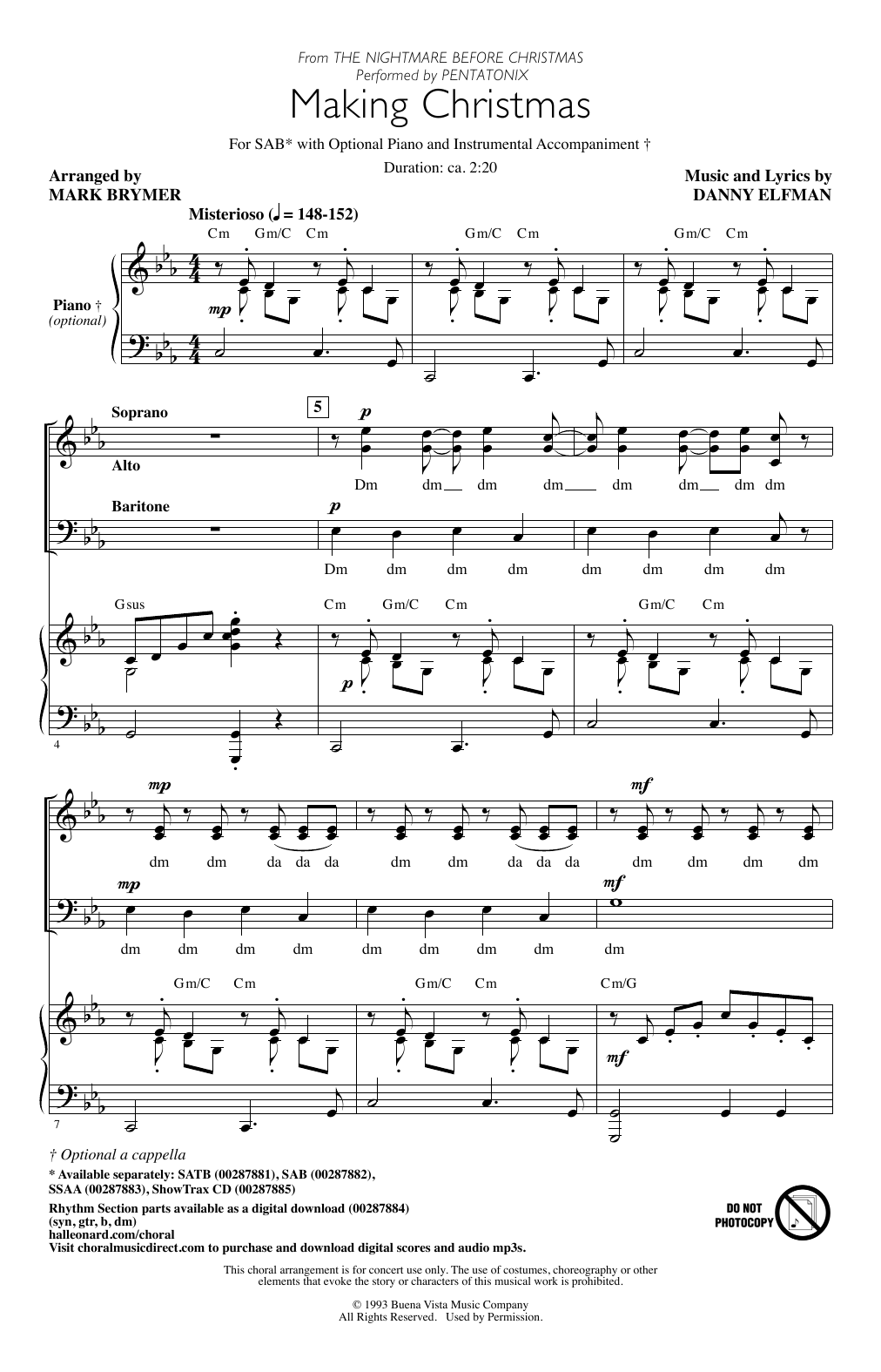 Download Pentatonix Making Christmas (from The Nightmare Be Sheet Music