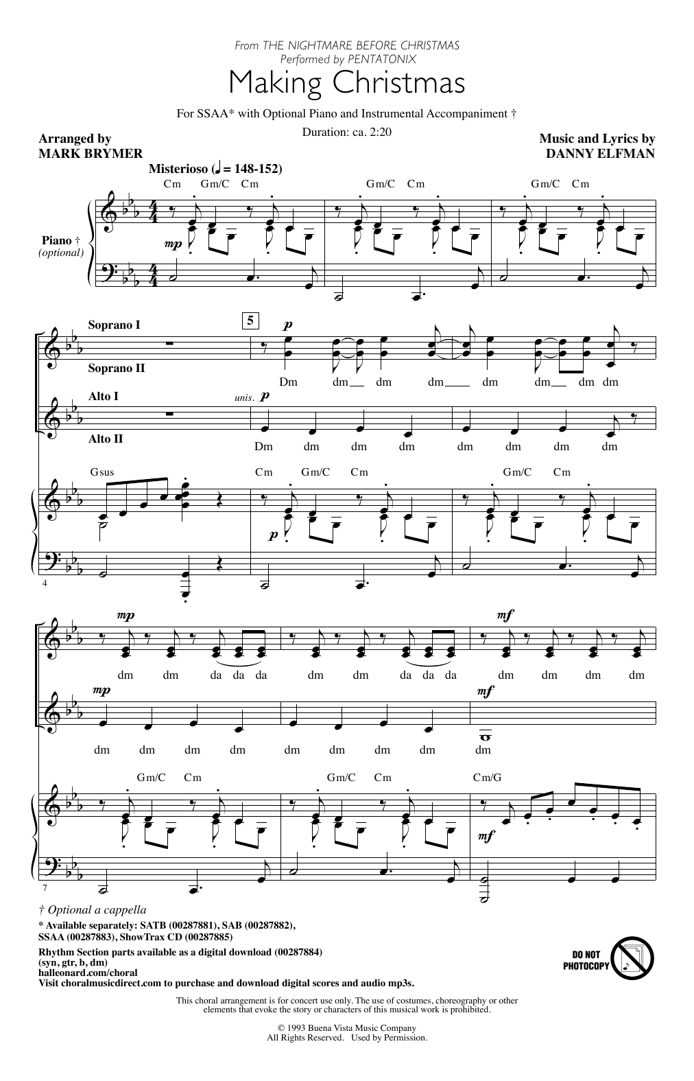 Download Pentatonix Making Christmas (from The Nightmare Be Sheet Music