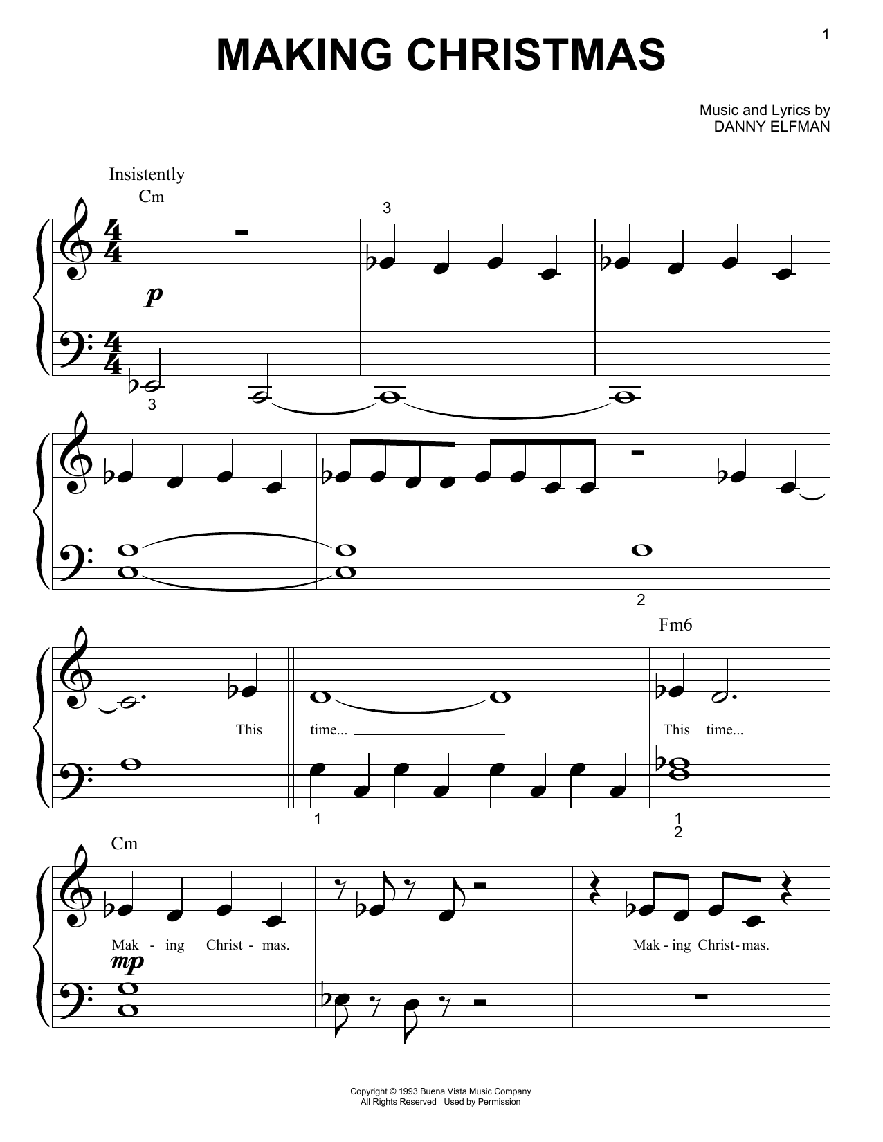 Download Danny Elfman Making Christmas (from The Nightmare Be Sheet Music