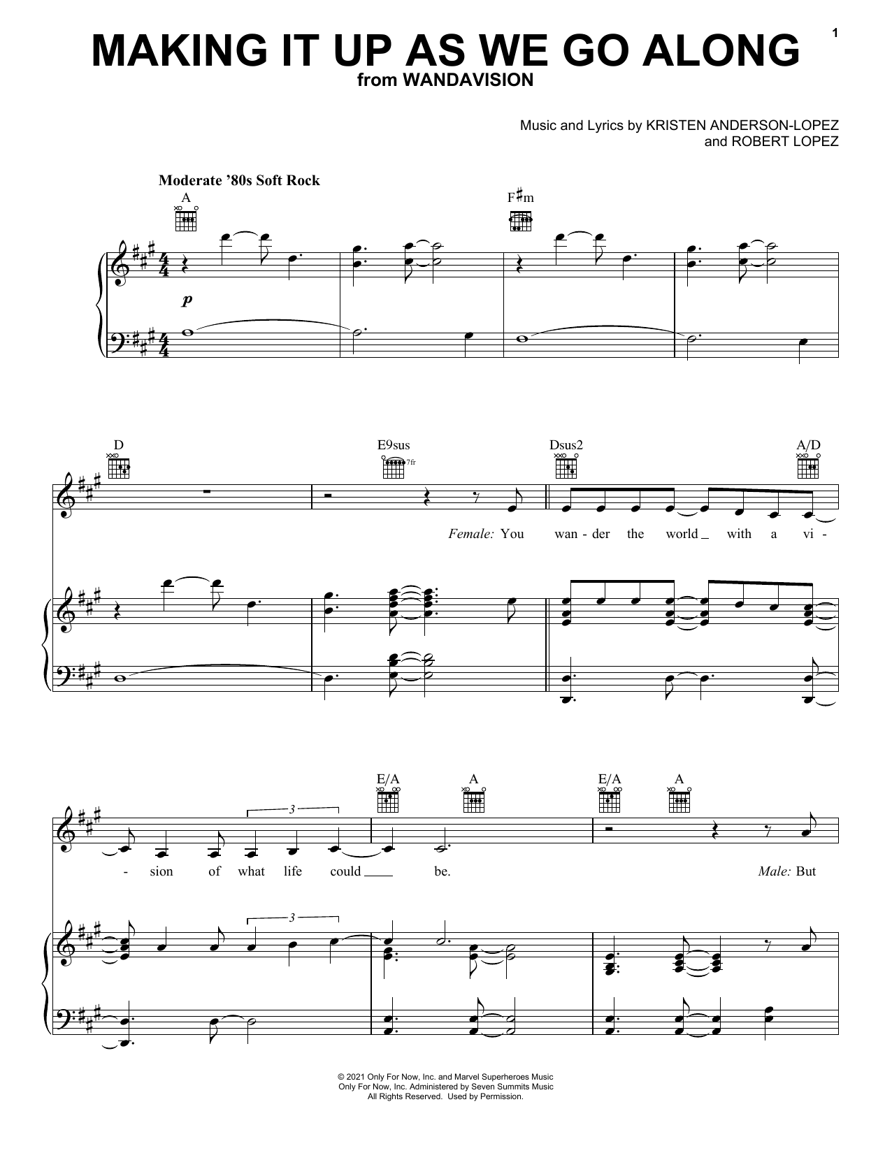 Download Kristen Anderson-Lopez & Robert Lope Making It Up As We Go Along (from Wanda Sheet Music