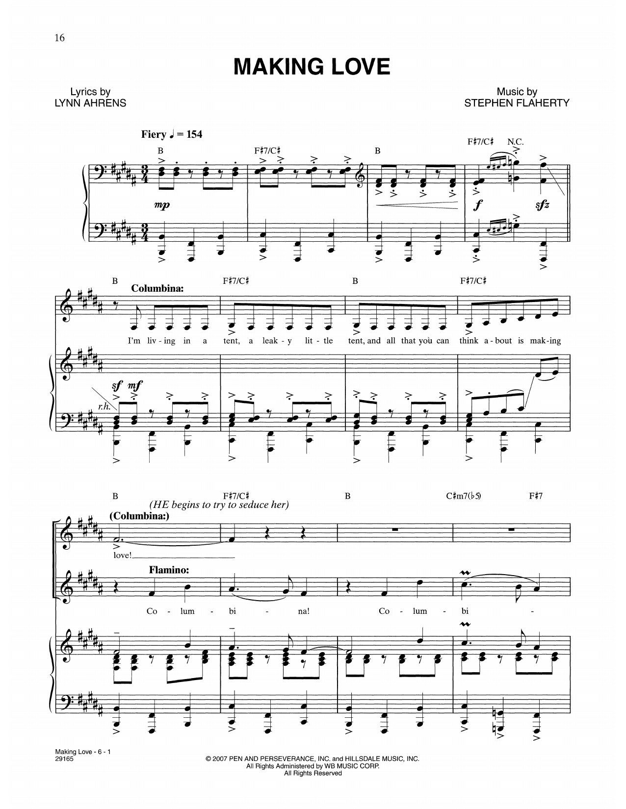 Download Lynn Ahrens and Stephen Flaherty Making Love (from The Glorious Ones) Sheet Music