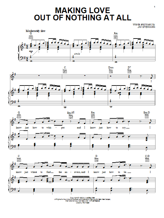 Download Air Supply Making Love Out Of Nothing At All Sheet Music