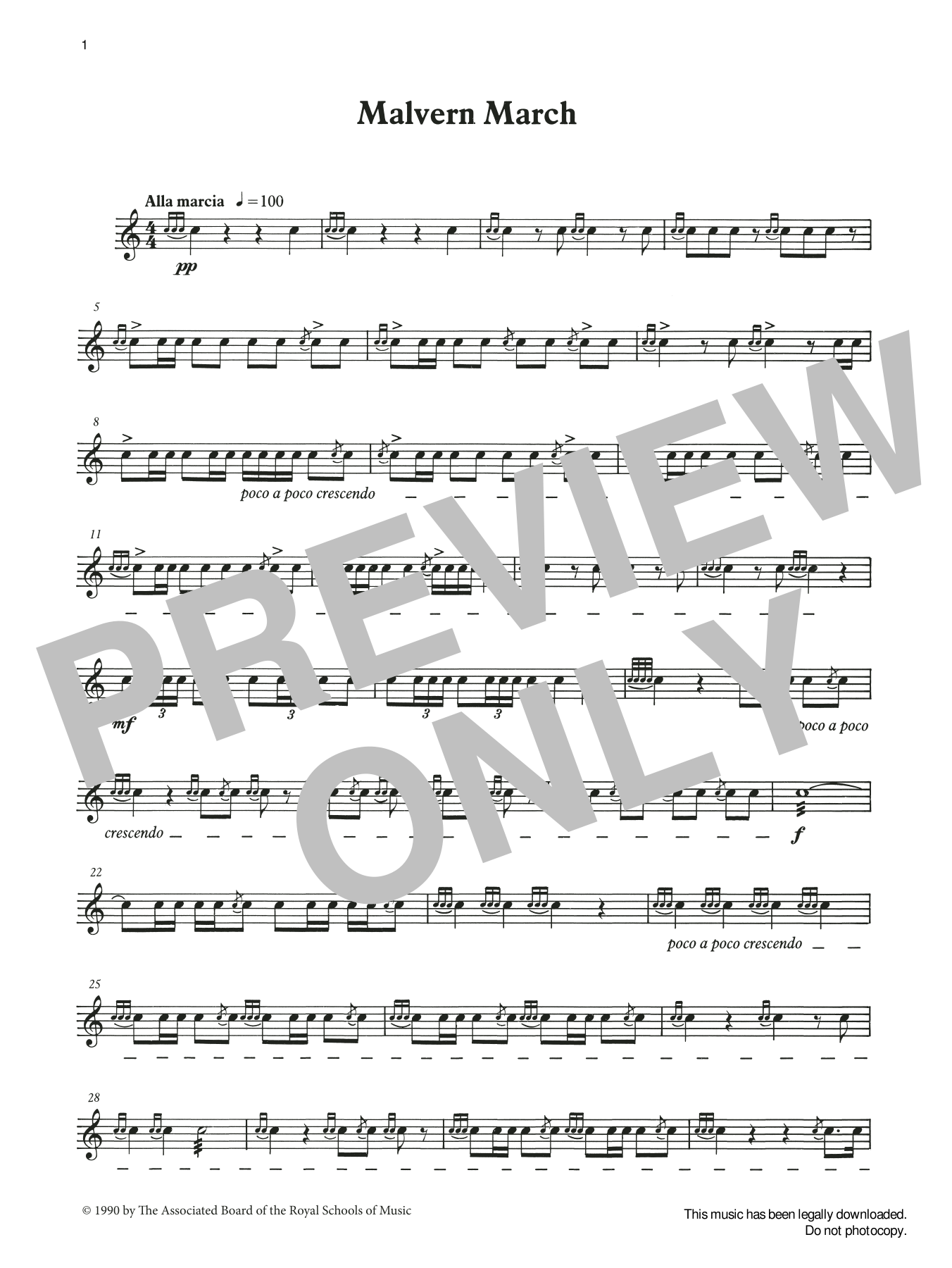 Download Ian Wright and Kevin Hathaway Malvern March from Graded Music for Sna Sheet Music