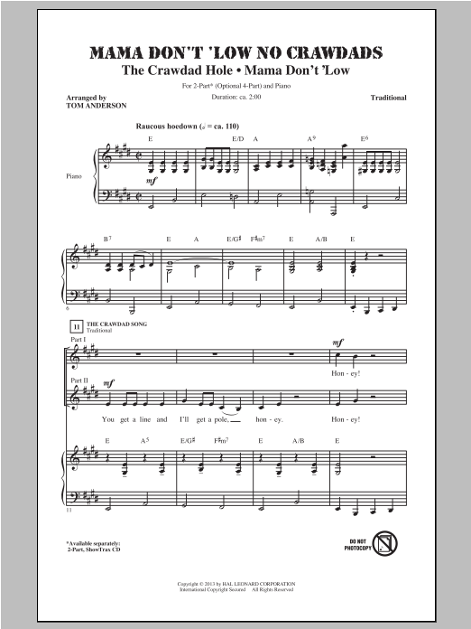 Download Traditional Mama Don't 'Low No Crawdads (arr. Tom A Sheet Music